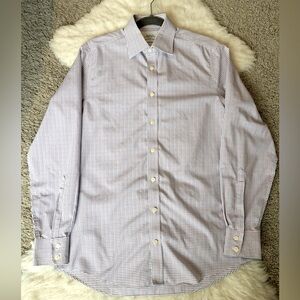 Charles Tyrwhitt Dress Shirt Non Iron Slim Fit Red And Blue Check Men's 15.5/34